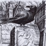 Raven on the roof of Black Mountain Manor